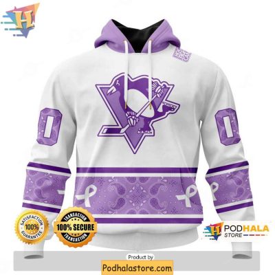 Lavender Pittsburgh Penguins 3D Hoodie NHL Cancer Awareness Custom Gear