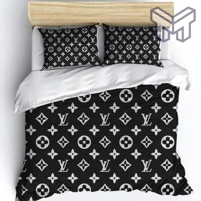 Louis Vuitton Bedding Set, Louis Vuiton Black Luxury, Fashion Brand Bedding Set