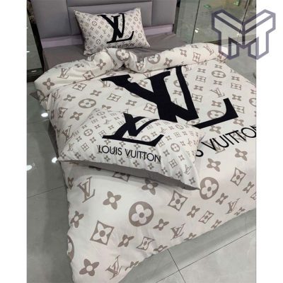 Louis Vuitton Bedding Set, Louis Vuiton Logo, Luxury Brand Bedding Set, Home Decor
