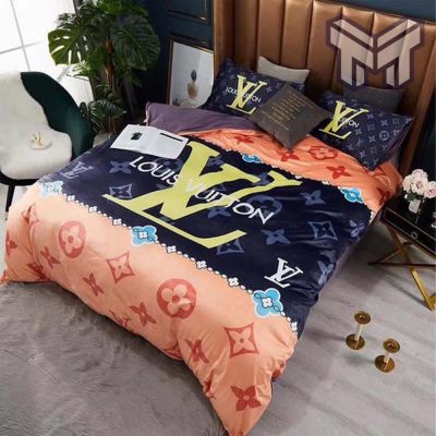 Louis Vuitton Bedding Set, Louis Vuiton Paris Logo, Luxury Brand Bedding Set, Home Decor