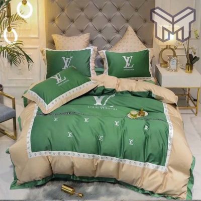 Louis Vuitton Bedding Set, Louis Vuitton Light Green Luxury Bedding Set,Duvet Cover Home Decor