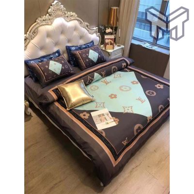 Louis Vuitton Bedding Set,Louis Vuitton Brown Fashion Luxury Brand Bedding Set Home Decor