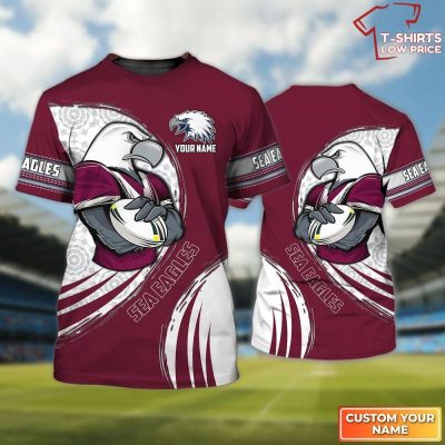 Manly Warringah Sea Eagles Personalized Name 3D T-Shirt Hoodie Zipper Hoodie for men and women, Gift For Nrl Fan