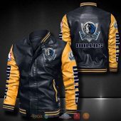 NBA Dallas Mavericks Black Yellow Leather Bomber Jacket