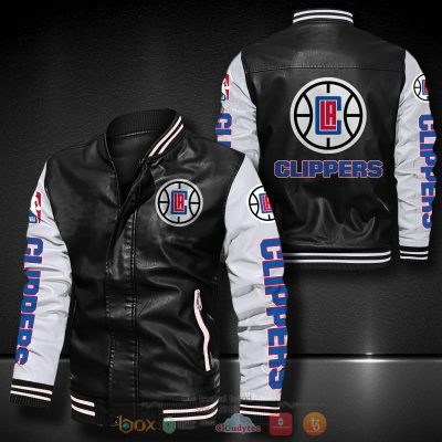 NBA Los Angeles Clippers Black White Leather Bomber Jacket