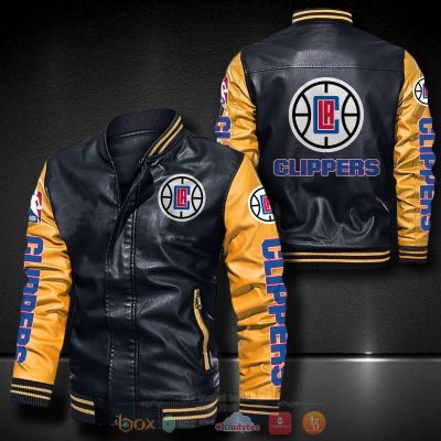NBA Los Angeles Clippers Black Yellow Leather Bomber Jacket