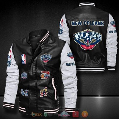 NBA New Orleans Pelicans Black Logo Team Leather Bomber Jacket