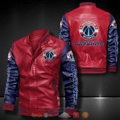 NBA Washington Wizards Red Navy Leather Bomber Jacket