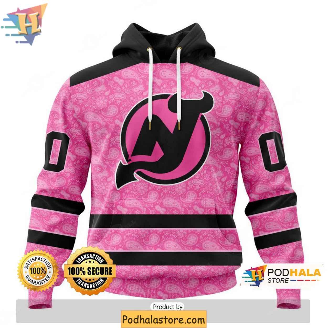 NHL New Jersey Devils Hoodie Sweatshirt 3D Breast Cancer Awareness Apparel NHL New Jersey Devils Hoodie Sweatshirt 3D Breast Cancer Awareness Apparel