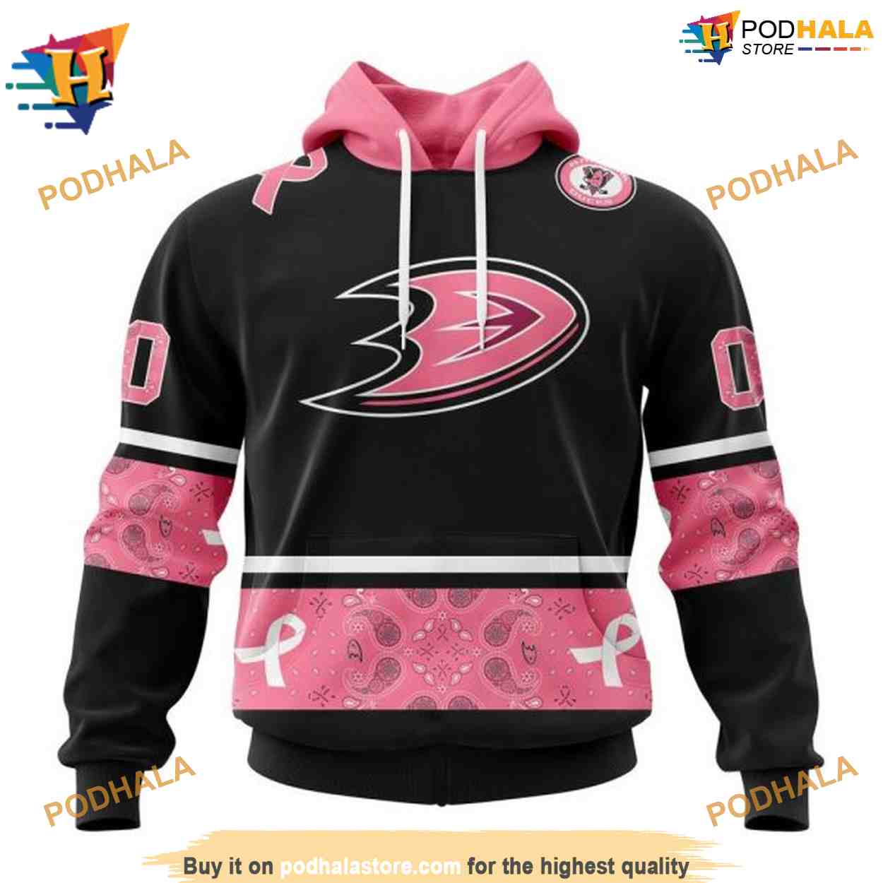 NHL Paisley Classic Style Personalized Mighty Ducks Breast Cancer Hoodie 3D NHL Paisley Classic Style Personalized Mighty Ducks Breast Cancer Hoodie 3D