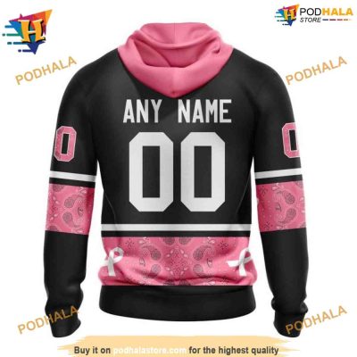 NHL Paisley Classic Style Personalized Mighty Ducks Breast Cancer Hoodie 3D