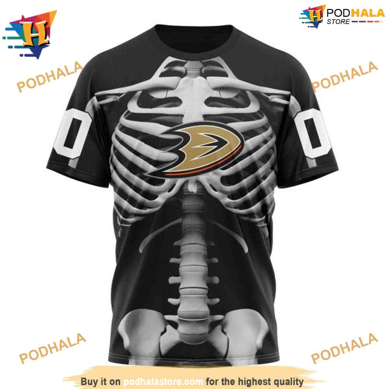 NHL Special Skeleton Costume Halloween Mighty Ducks Hoodie 3D NHL Special Skeleton Costume Halloween Mighty Ducks Hoodie 3D