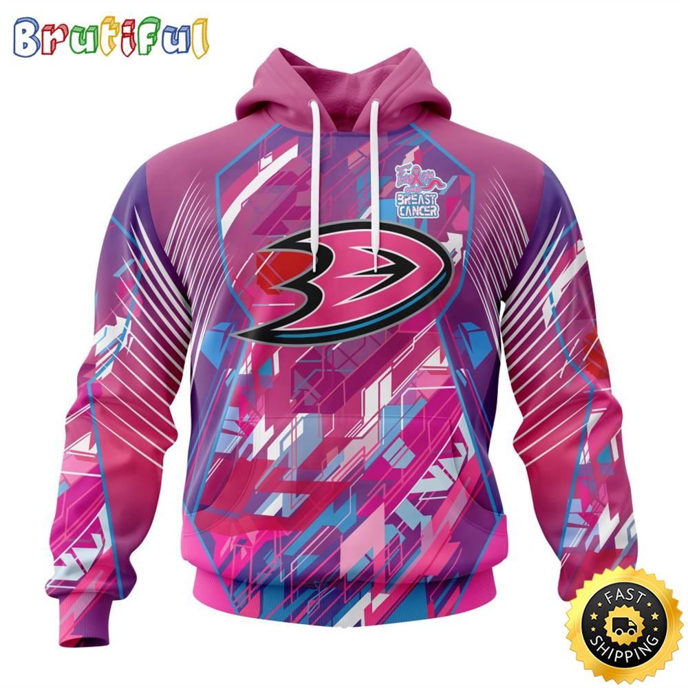 NHL Anaheim Ducks I Pink I Can Fearless Again Breast Cancer All Over Print 3D Hoodie Unisex Hoodie Tshirt Sweatshirt