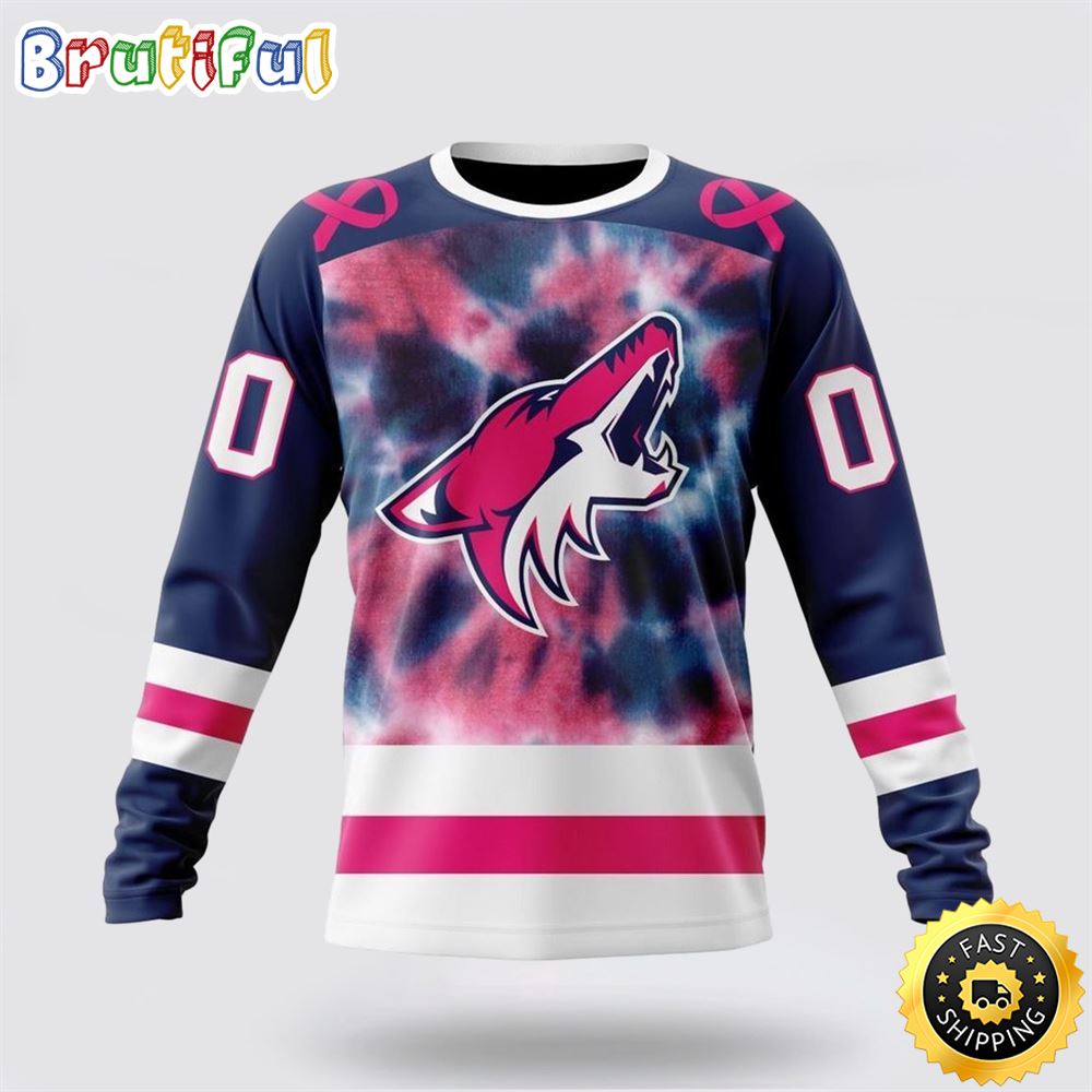 Personalized NHL Arizona Coyotes Crewneck Sweatshirt Special Pink October Fight Breast Cancer Gift For Man And Women