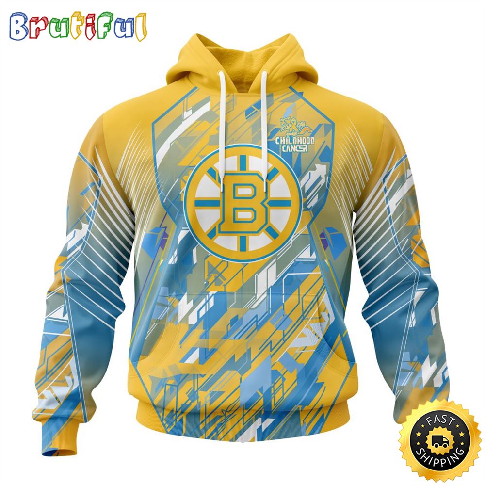 NHL Boston Bruins All Over Print 3D Hoodie Fearless Against Childhood Cancers Show Team Spirit