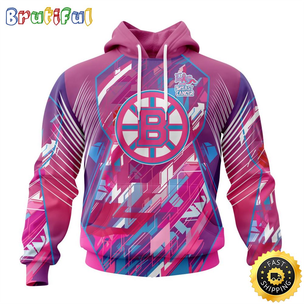 NHL Boston Bruins I Pink I Can Fearless Again Breast Cancer All Over Print 3D Hoodie Unisex Hoodie Tshirt Sweatshirt