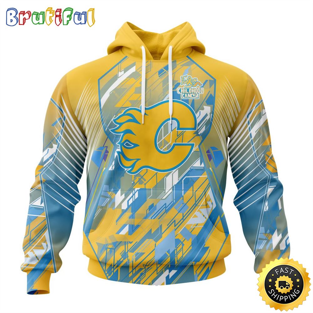 NHL Calgary Flames All Over Print 3D Hoodie Fearless Against Childhood Cancers Show Team Spirit