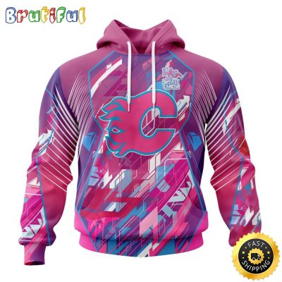 NHL Calgary Flames I Pink I Can Fearless Again Breast Cancer All Over Print 3D Hoodie Unisex Hoodie Tshirt Sweatshirt