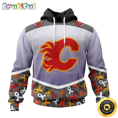 NHL Calgary Flames Specialized Sport Fights Again All Cancer All Over Print 3D Hoodie Unisex Hoodie