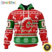 NHL Calgary Flames Specialized Unisex Christmas Is Coming Santa Claus All Over Print 3D Hoodie Gift For Christmas Day