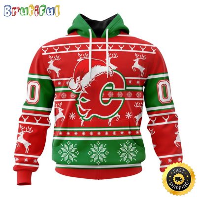 NHL Calgary Flames Specialized Unisex Christmas Is Coming Santa Claus All Over Print 3D Hoodie Gift For Christmas Day