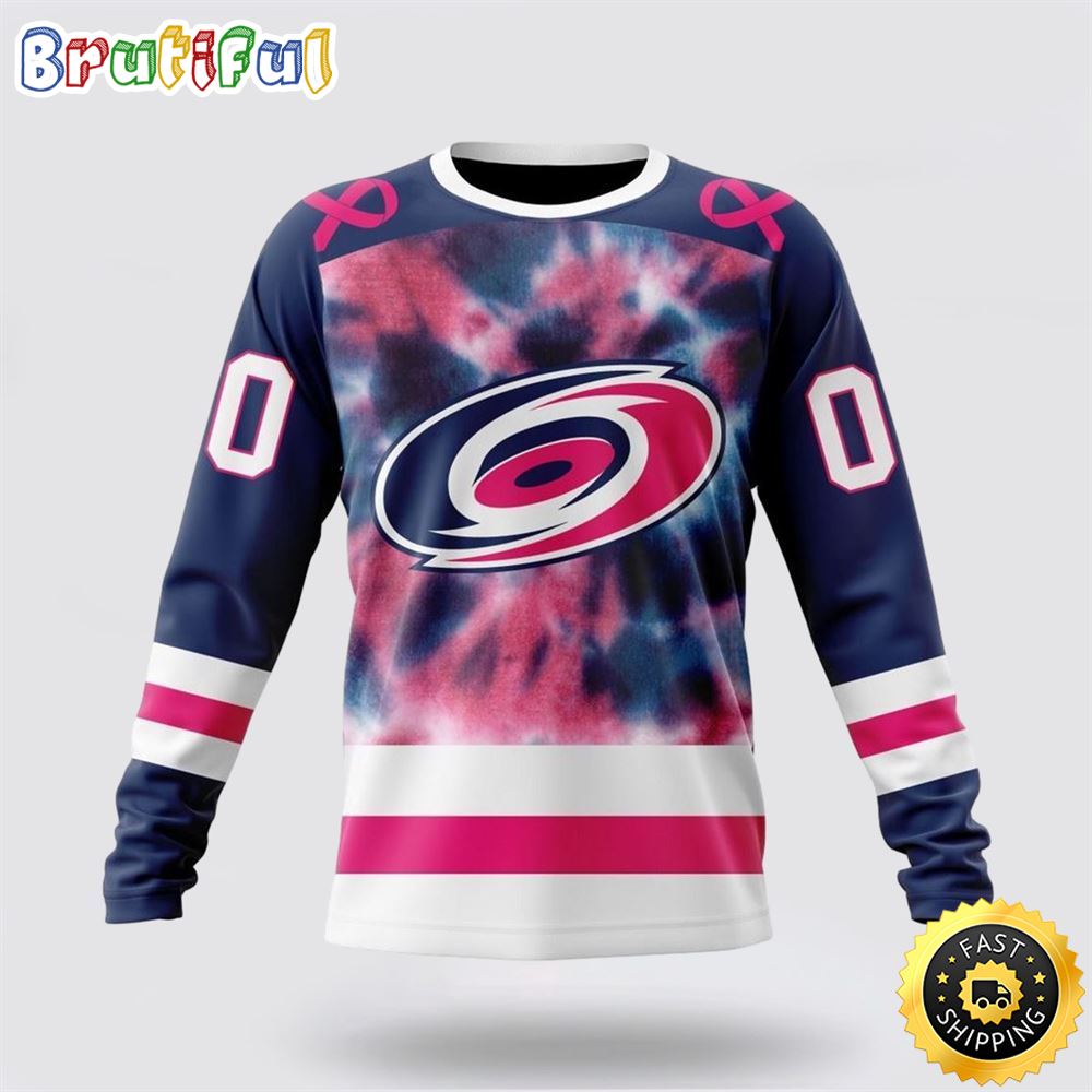 Personalized NHL Carolina Hurricanes Crewneck Sweatshirt Special Pink October Fight Breast Cancer Gift For Man And Women