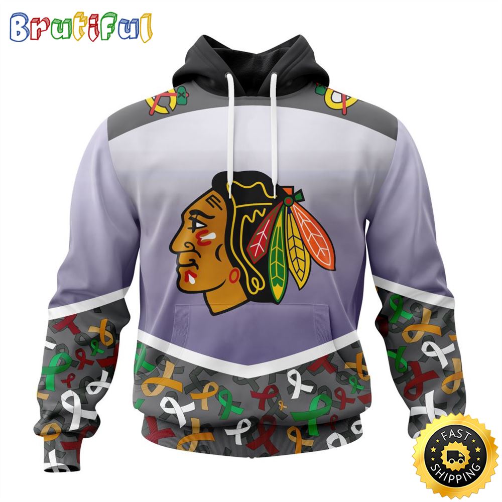 NHL Chicago BlackHawks Specialized Sport Fights Again All Cancer All Over Print 3D Hoodie Unisex Hoodie