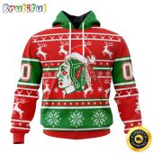 NHL Chicago BlackHawks Specialized Unisex Christmas Is Coming Santa Claus All Over Print 3D Hoodie Gift For Christmas Day