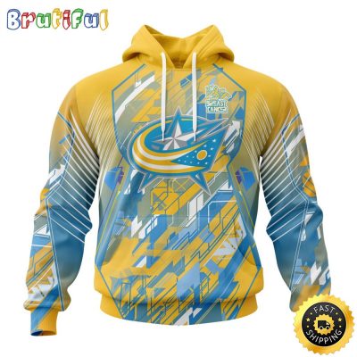 NHL Columbus Blue Jackets All Over Print 3D Hoodie Fearless Against Childhood Cancers Show Team Spirit