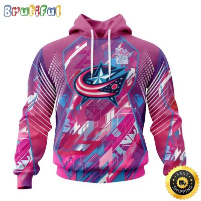 NHL Columbus Blue Jackets I Pink I Can Fearless Again Breast Cancer All Over Print 3D Hoodie Unisex Hoodie Tshirt Sweatshirt
