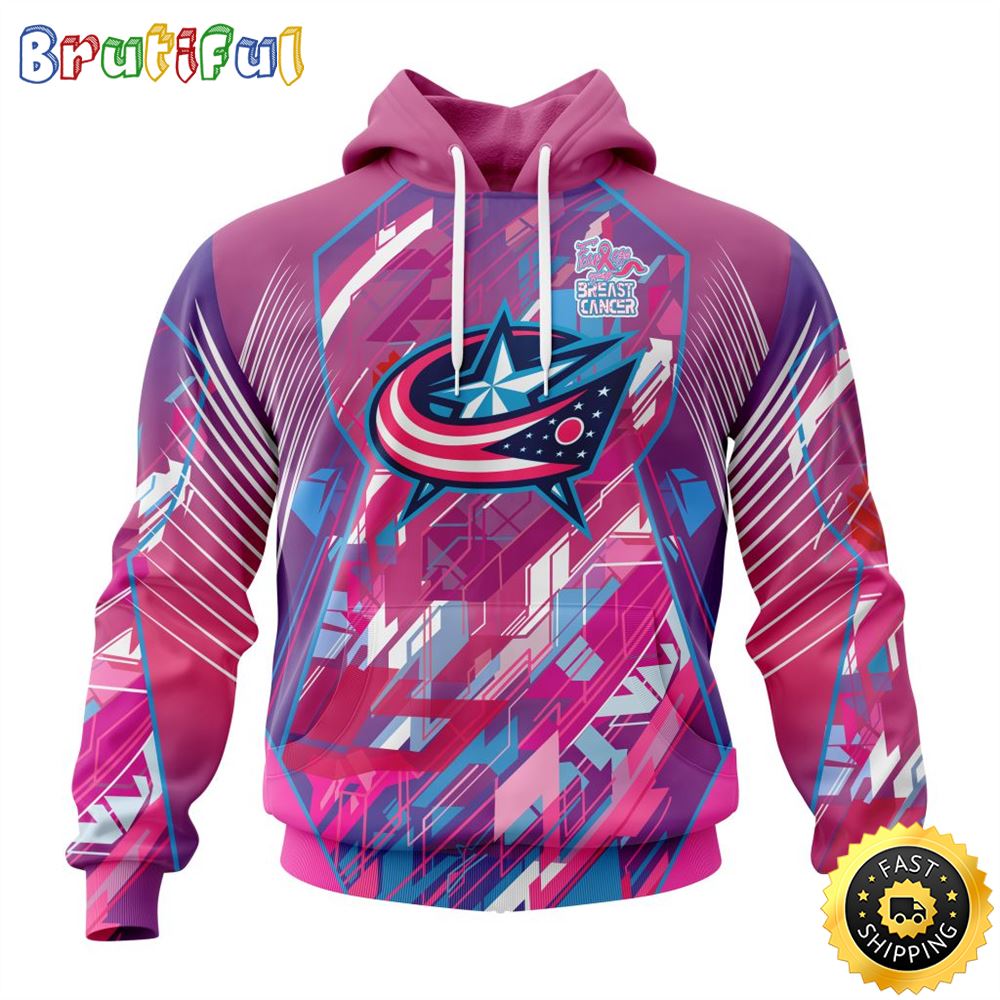 NHL Columbus Blue Jackets I Pink I Can Fearless Again Breast Cancer All Over Print 3D Hoodie Unisex Hoodie Tshirt Sweatshirt