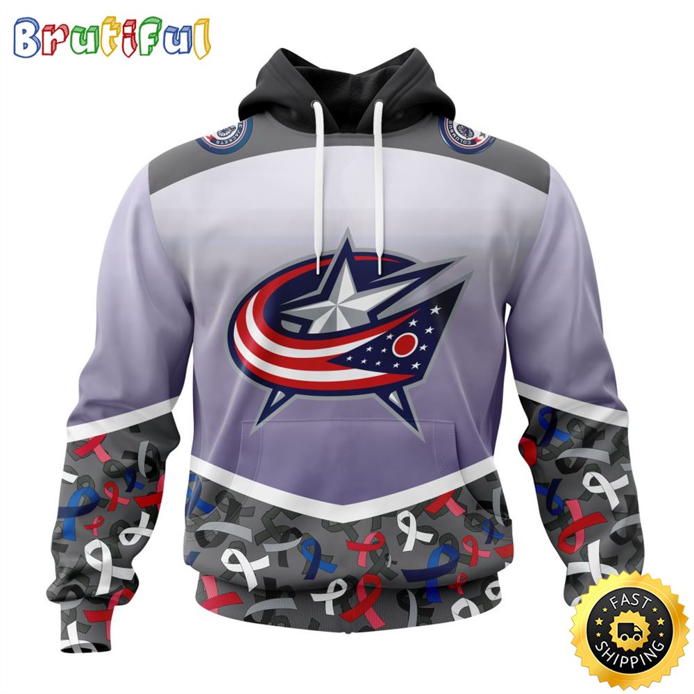 NHL Columbus Blue Jackets Specialized Sport Fights Again All Cancer All Over Print 3D Hoodie Unisex Hoodie