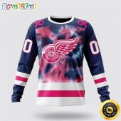 Personalized NHL Detroit Red Wings Crewneck Sweatshirt Special Pink October Fight Breast Cancer Gift For Man And Women