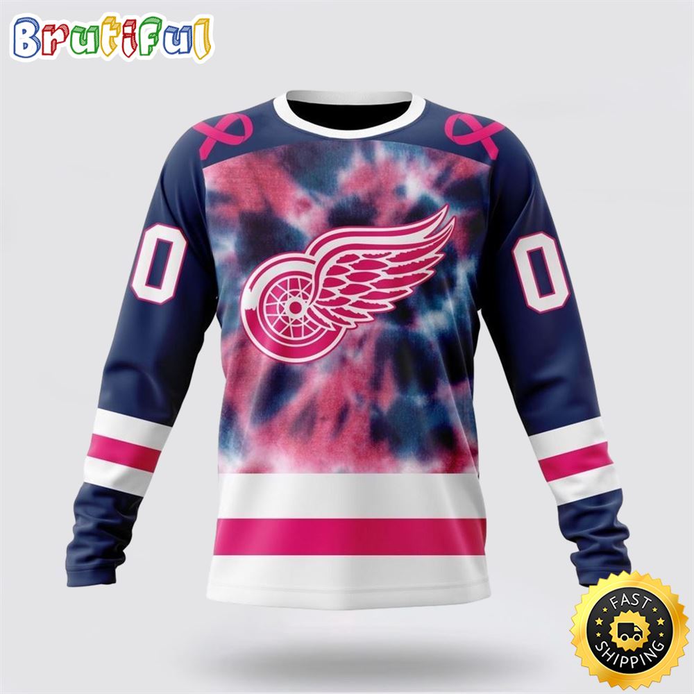 Personalized NHL Detroit Red Wings Crewneck Sweatshirt Special Pink October Fight Breast Cancer Gift For Man And Women