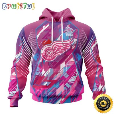 NHL Detroit Red Wings I Pink I Can Fearless Again Breast Cancer All Over Print 3D Hoodie Unisex Hoodie Tshirt Sweatshirt
