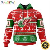 NHL Detroit Red Wings Specialized Unisex Christmas Is Coming Santa Claus All Over Print 3D Hoodie Gift For Christmas Day