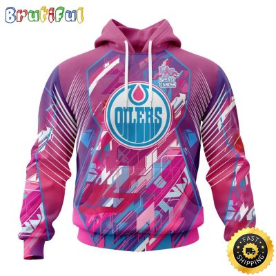 NHL Edmonton Oilers I Pink I Can Fearless Again Breast Cancer All Over Print 3D Hoodie Unisex Hoodie Tshirt Sweatshirt