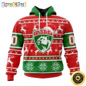 NHL Florida Panthers Specialized Unisex Christmas Is Coming Santa Claus All Over Print 3D Hoodie Gift For Christmas Day