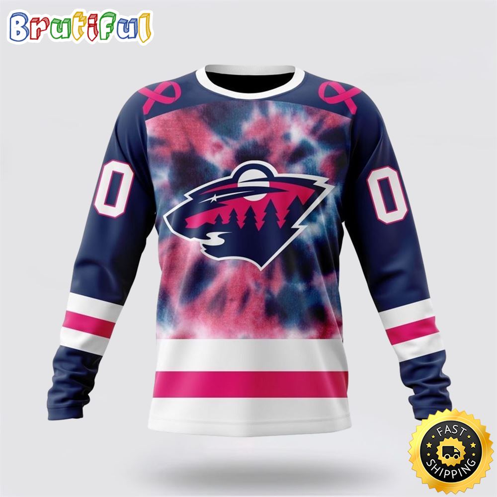 Personalized NHL Minnesota Wild Crewneck Sweatshirt Special Pink October Fight Breast Cancer Gift For Man And Women