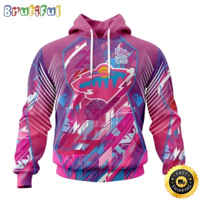 NHL Minnesota Wild I Pink I Can Fearless Again Breast Cancer All Over Print 3D Hoodie Unisex Hoodie Tshirt Sweatshirt