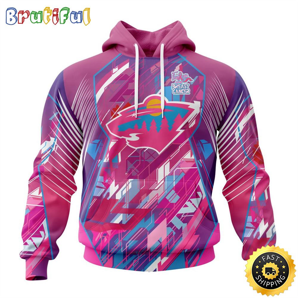 NHL Minnesota Wild I Pink I Can Fearless Again Breast Cancer All Over Print 3D Hoodie Unisex Hoodie Tshirt Sweatshirt
