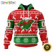 NHL Minnesota Wild Specialized Unisex Christmas Is Coming Santa Claus All Over Print 3D Hoodie Gift For Christmas Day