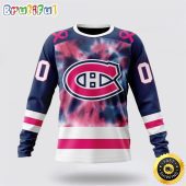 Personalized NHL Montreal Canadiens Crewneck Sweatshirt Special Pink October Fight Breast Cancer Gift For Man And Women