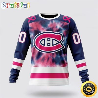 Personalized NHL Montreal Canadiens Crewneck Sweatshirt Special Pink October Fight Breast Cancer Gift For Man And Women