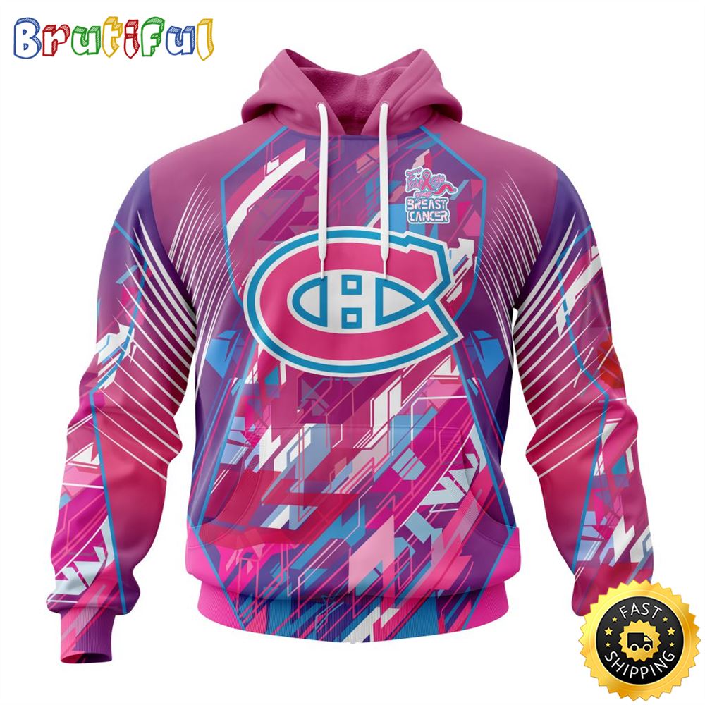 NHL Montreal Canadiens I Pink I Can Fearless Again Breast Cancer All Over Print 3D Hoodie Unisex Hoodie Tshirt Sweatshirt