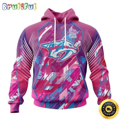 NHL Nashville Predators I Pink I Can Fearless Again Breast Cancer All Over Print 3D Hoodie Unisex Hoodie Tshirt Sweatshirt