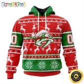 NHL Nashville Predators Specialized Unisex Christmas Is Coming Santa Claus All Over Print 3D Hoodie Gift For Christmas Day