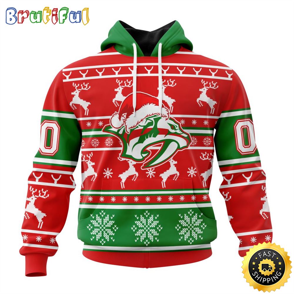 NHL Nashville Predators Specialized Unisex Christmas Is Coming Santa Claus All Over Print 3D Hoodie Gift For Christmas Day