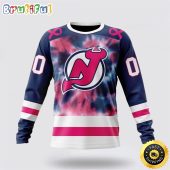 Personalized NHL New Jersey Devils Crewneck Sweatshirt Special Pink October Fight Breast Cancer Gift For Man And Women