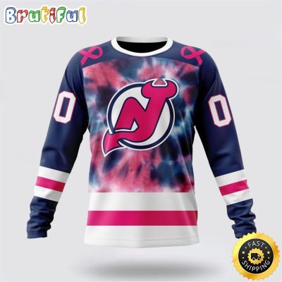 Personalized NHL New Jersey Devils Crewneck Sweatshirt Special Pink October Fight Breast Cancer Gift For Man And Women